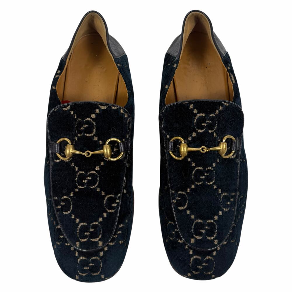 Gucci Velvet GG Monogram Horsebit Mule Loafer Quentin Blue Size 9.5 - Picture 4 of 13